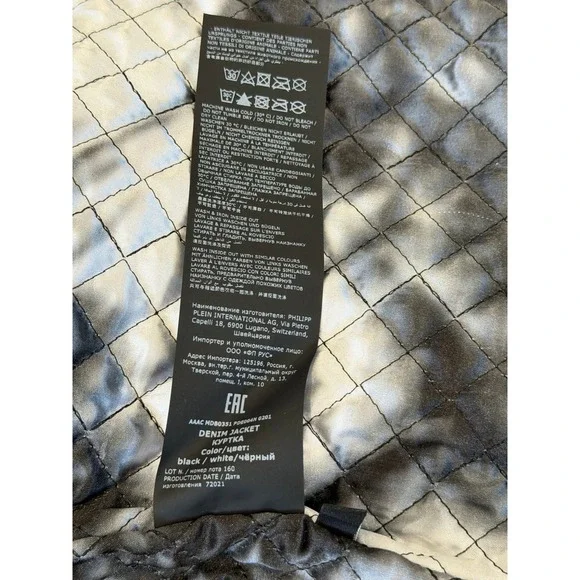 Philipp Plein "Washed with Love" Black White Tie-Dye Denim Jacket Size M | Rare - Picture 8 of 11